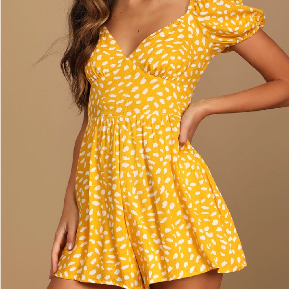 Lulu's Hey Sunny Yellow Dotted Romper